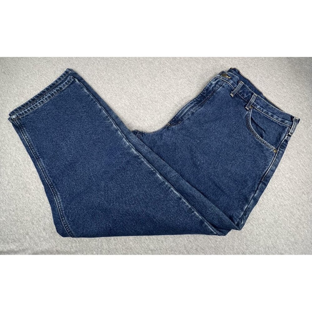 Carhartt Jeans Mens 44x30 Blue Relaxed Fit Flannel Lined Work Denim B172 DST - Picture 5 of 9
